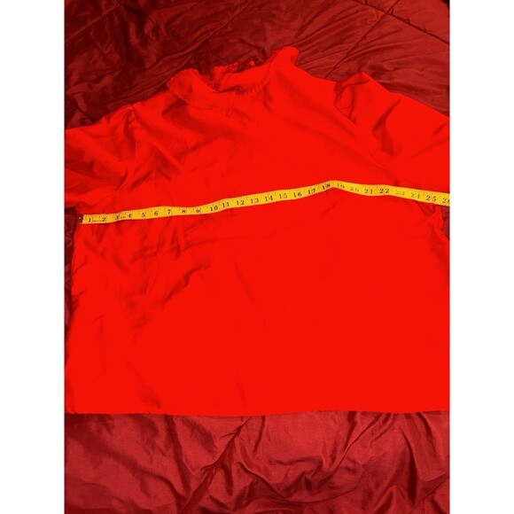 1951 Vintage Romantic Red Blouse Peter Pan Collar Embroidered Bow USA Women’s L - Picture 7 of 8